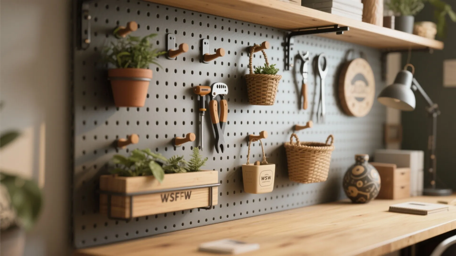 2. Vertical storage and pegboard organization