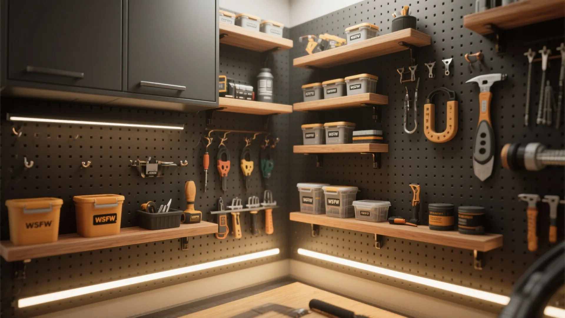 4. Vertical storage and pegboard organization