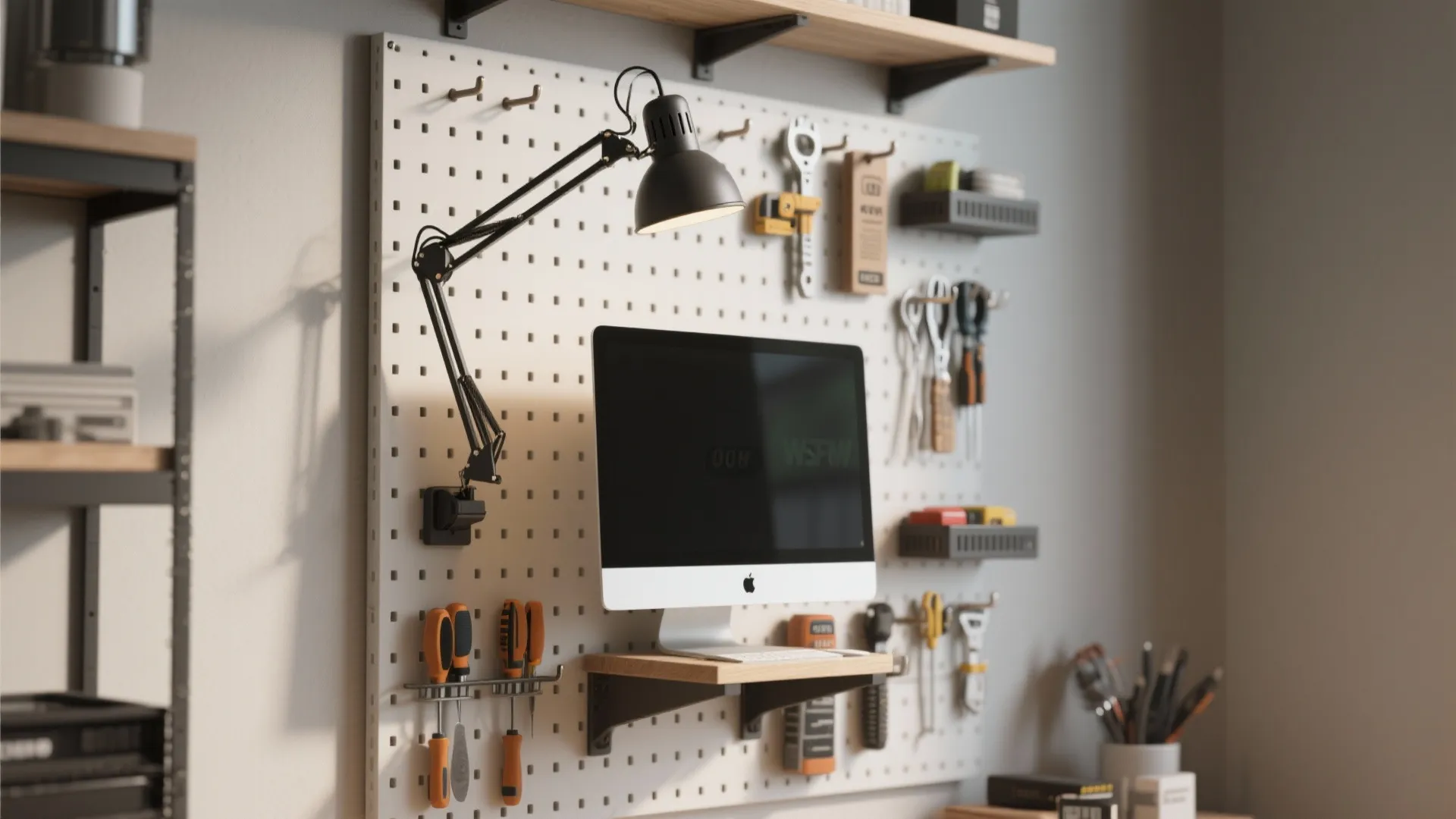 4. Vertical storage and pegboard walls
