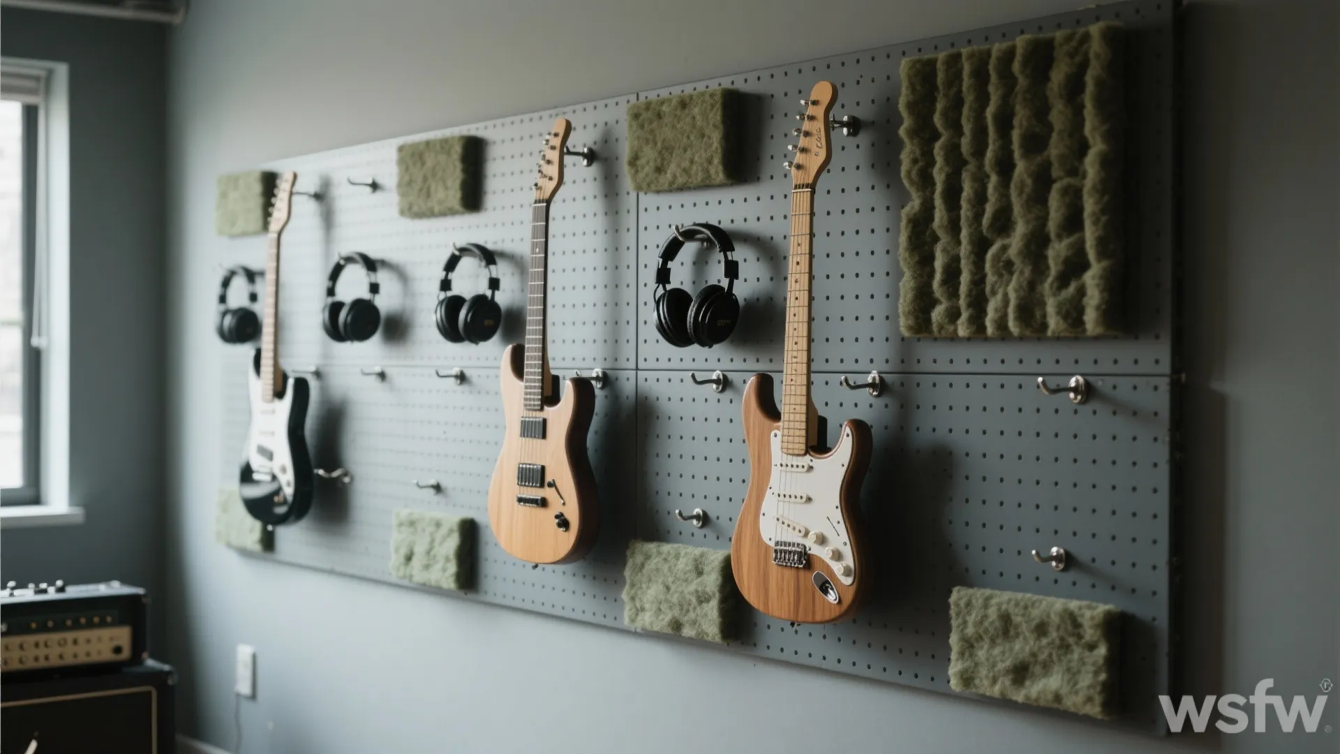 Pegboard instrument wall with hidden absorption