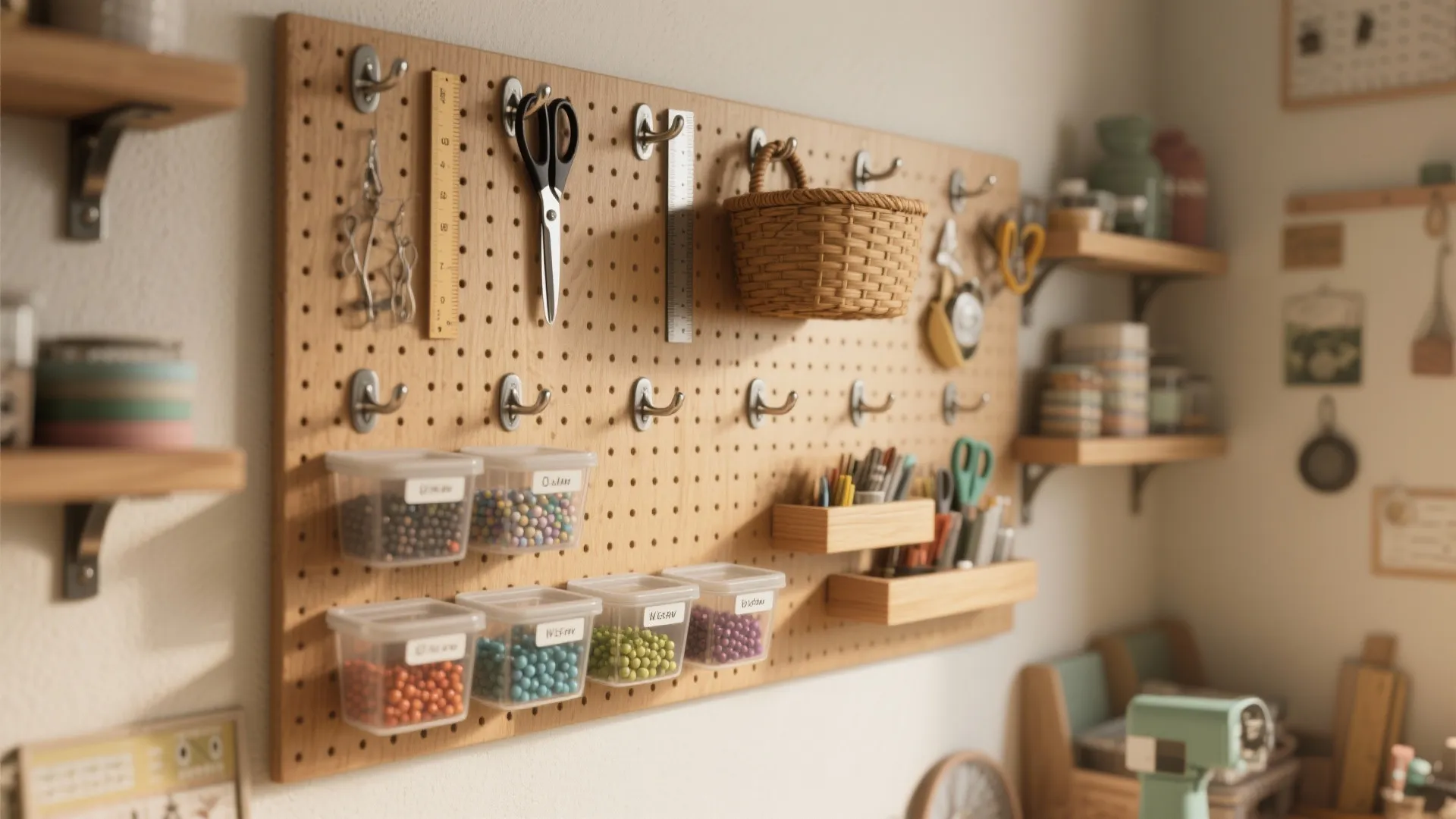 1. Go vertical with pegboards and wall rails