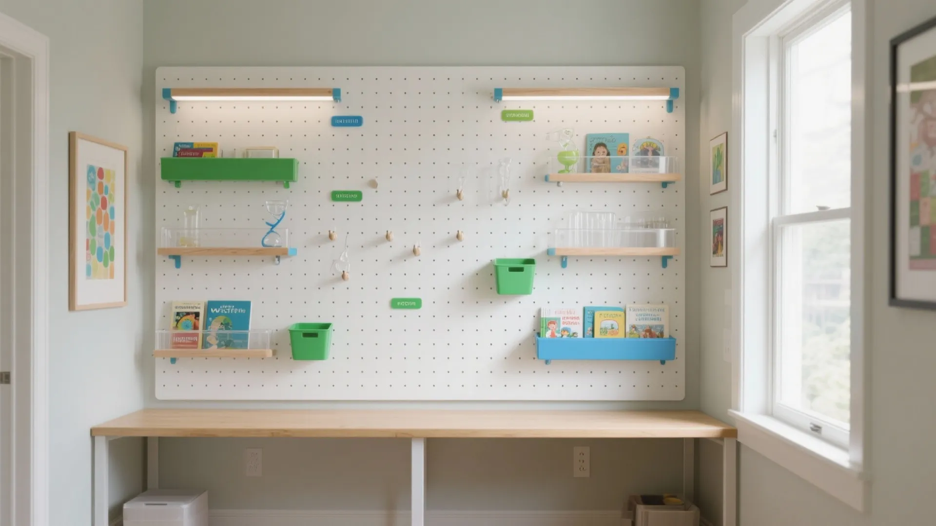 Vertical Storage Walls & Pegboard Learning Grid