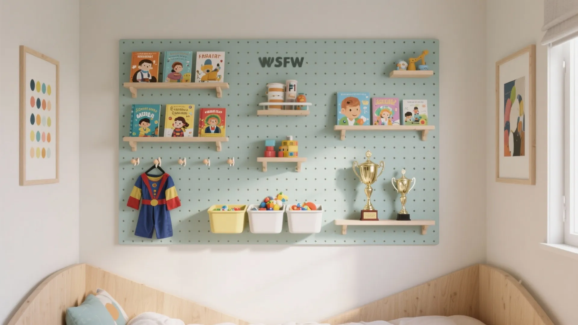 Idea 3: Pegboard gallery that grows with them