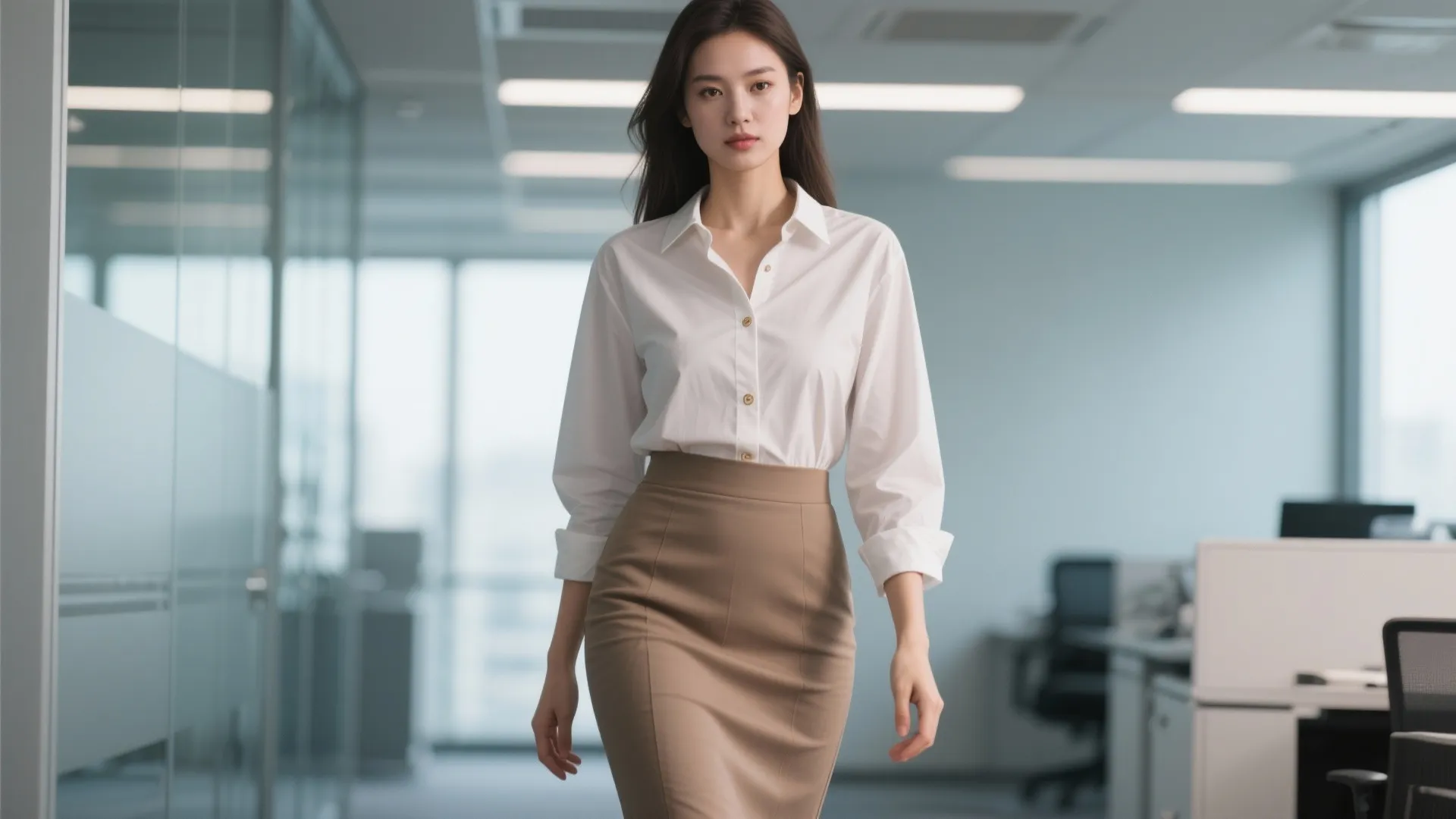 10. Pencil Skirt + Relaxed Button-down