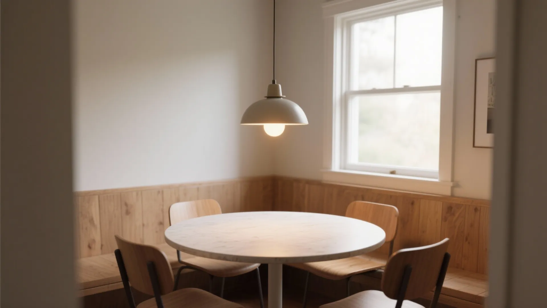 1. Single statement pendant centered over the table