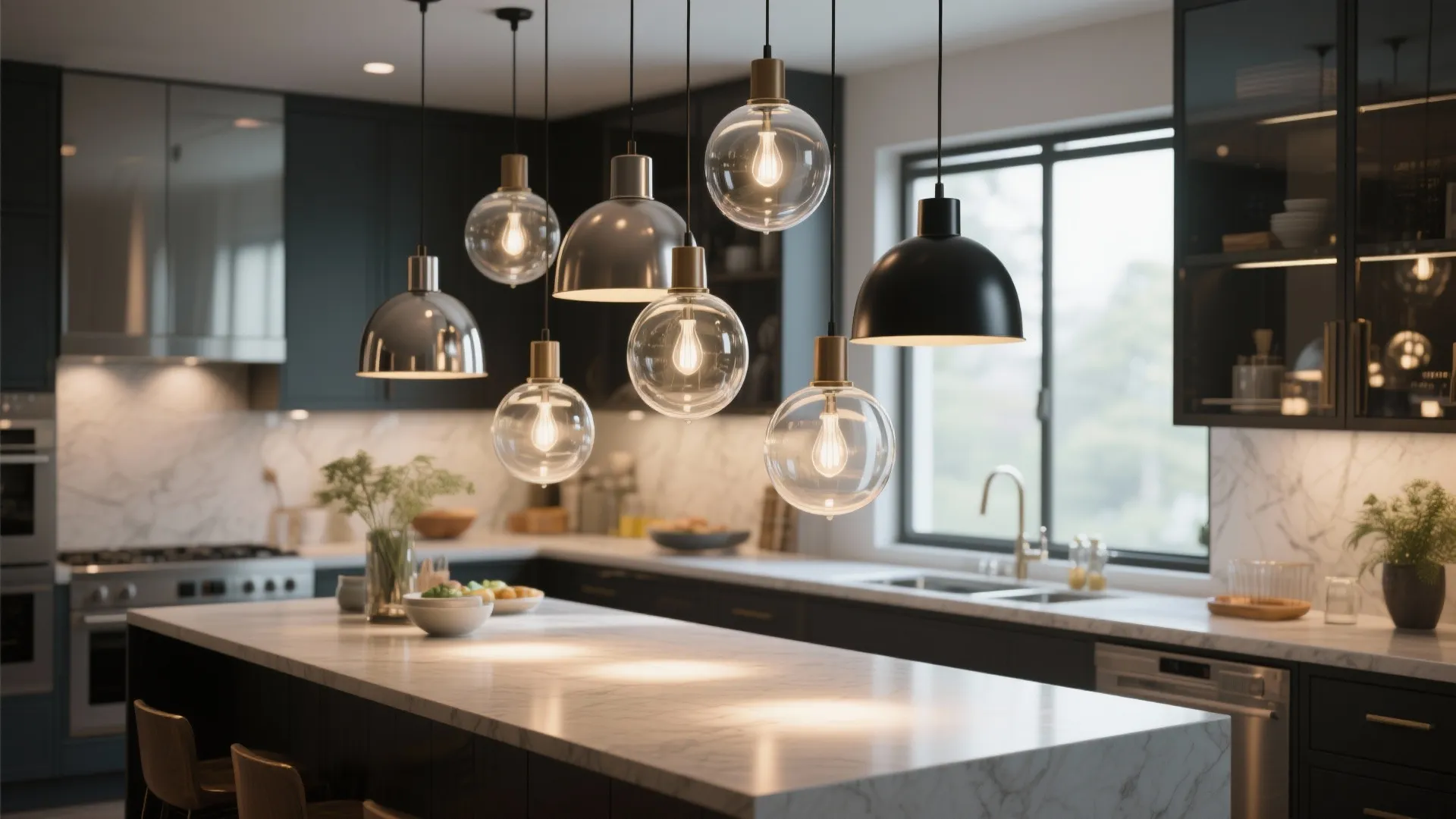 3. Pendant Clusters Above Counters for Character