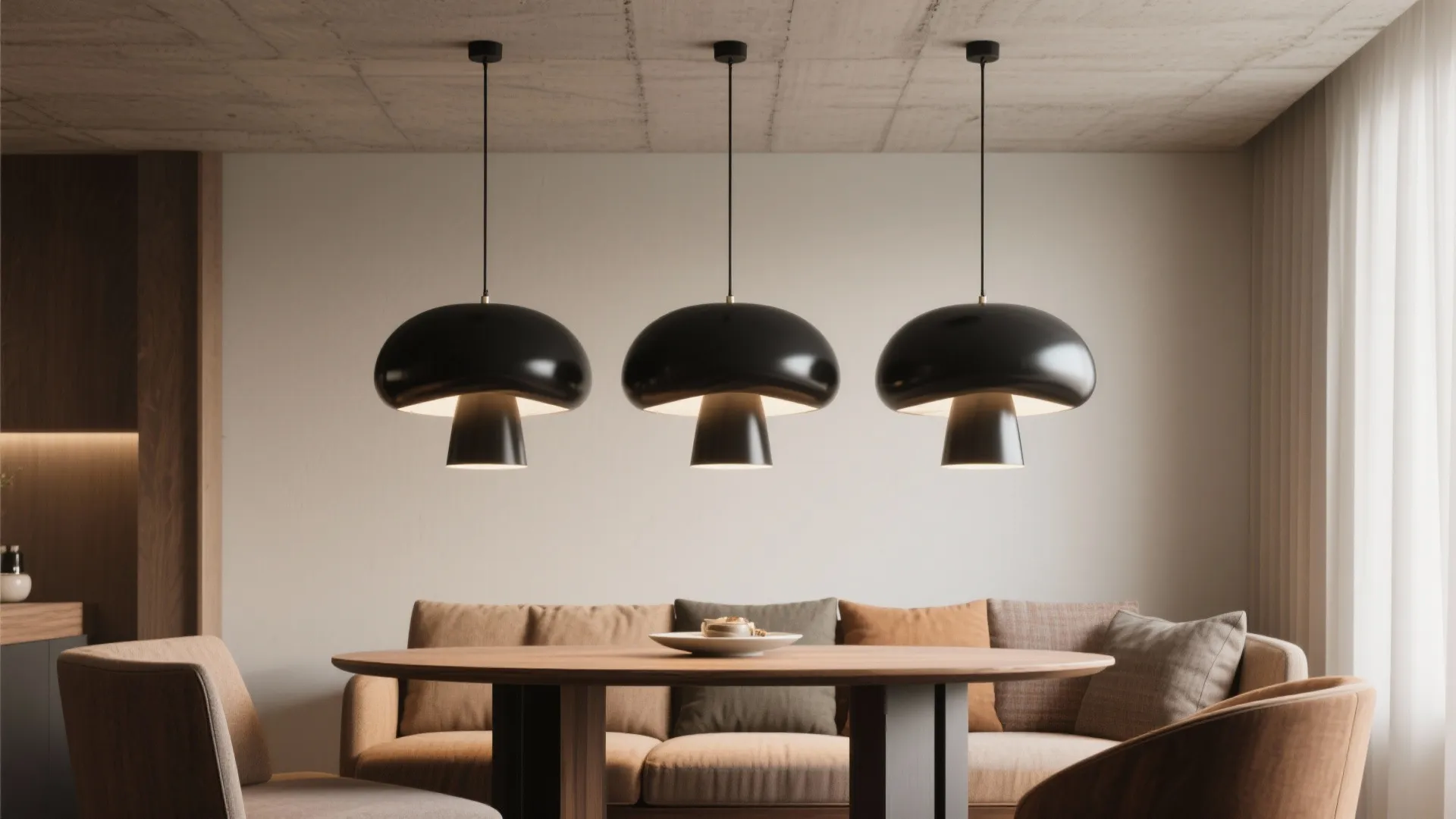 4. Sculptural Black Pendant Cluster