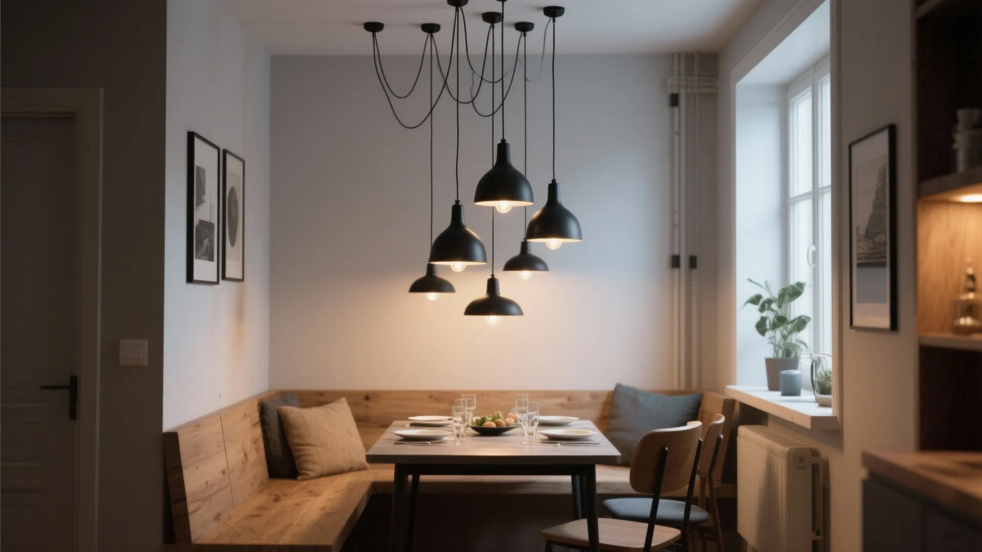 4. Black Pendant Cluster to Add Depth Without Bulk