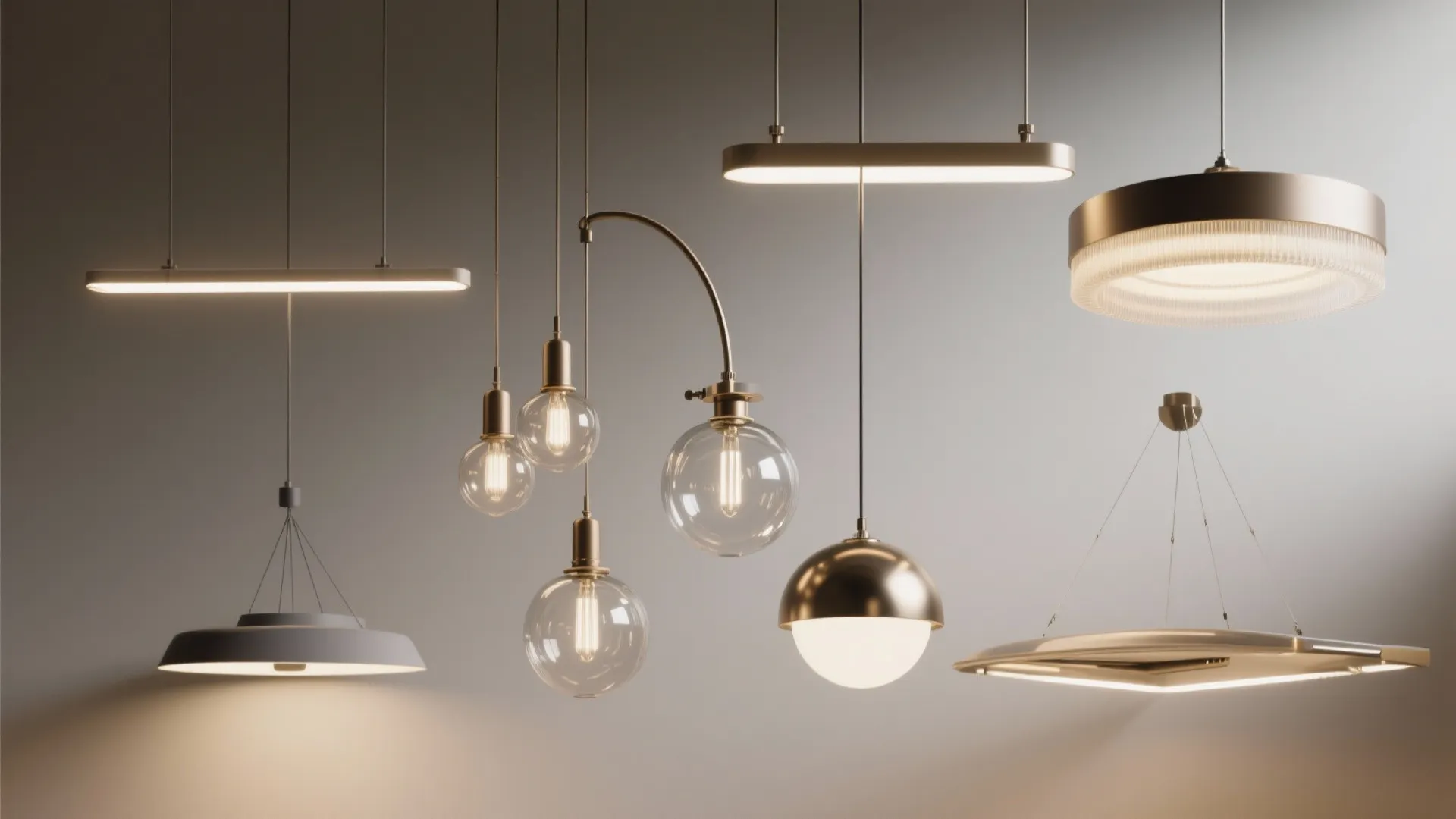 Comparison vignette of several pendant styles for quick visual FAQ reference.