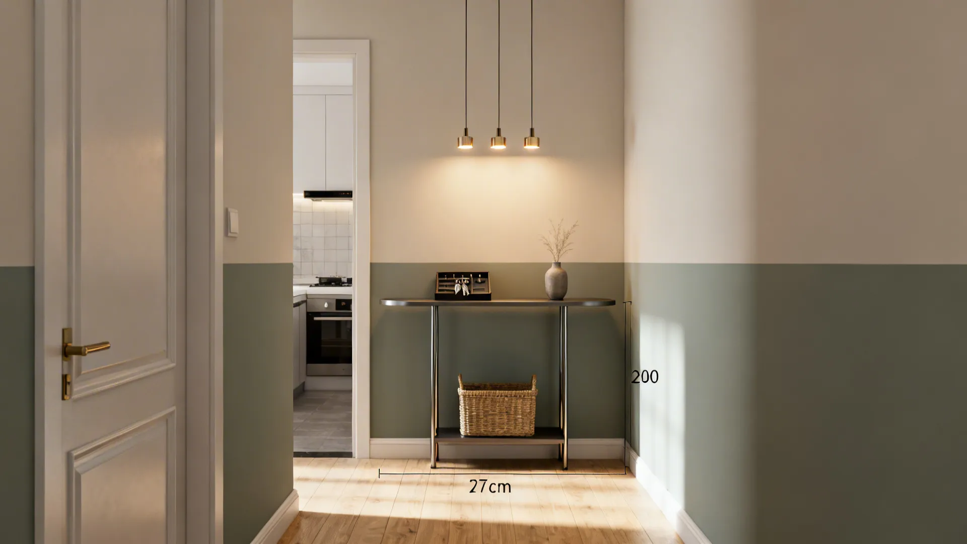 Pendant Trio Over a Threshold Console