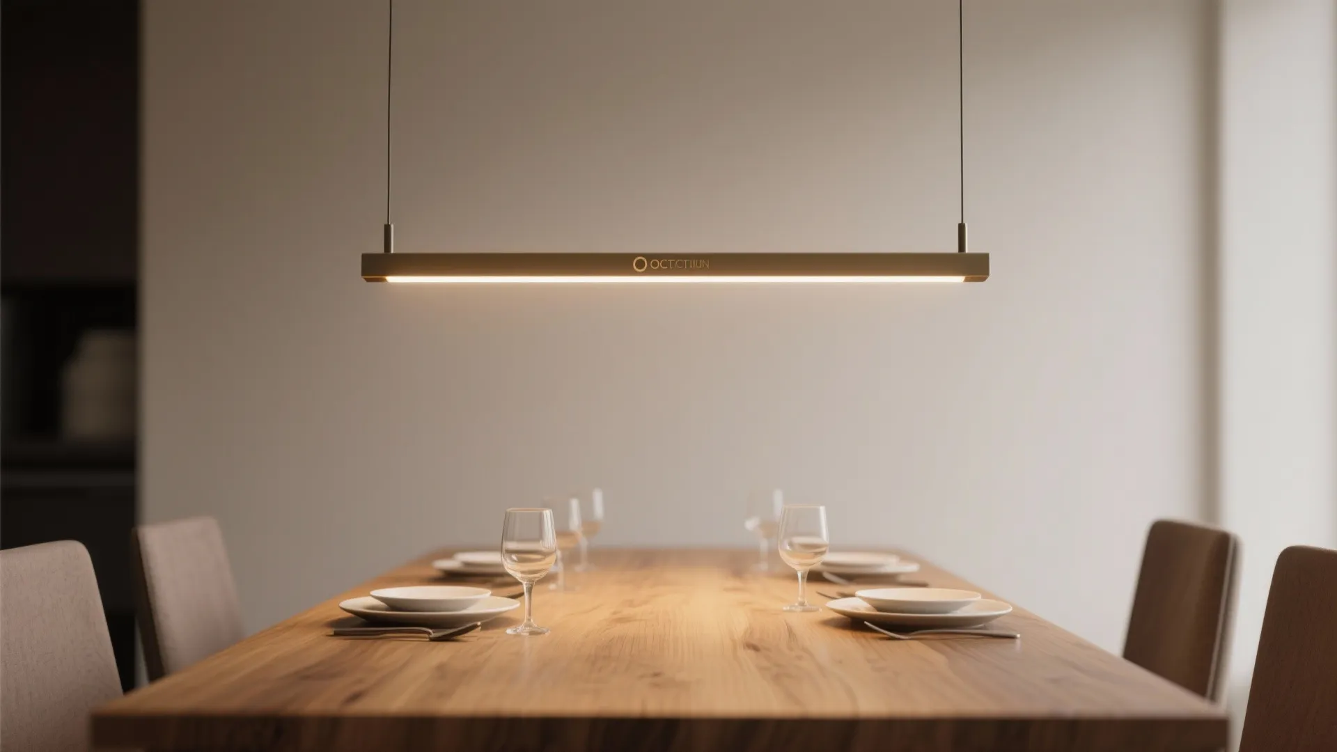 1. Centered linear pendant over a narrow table