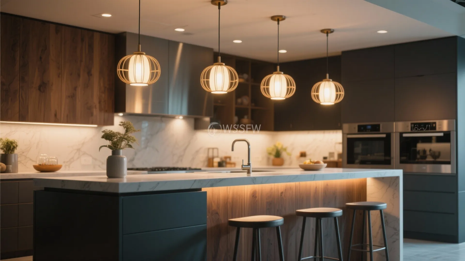 3. Pendant Lamps Over the Island