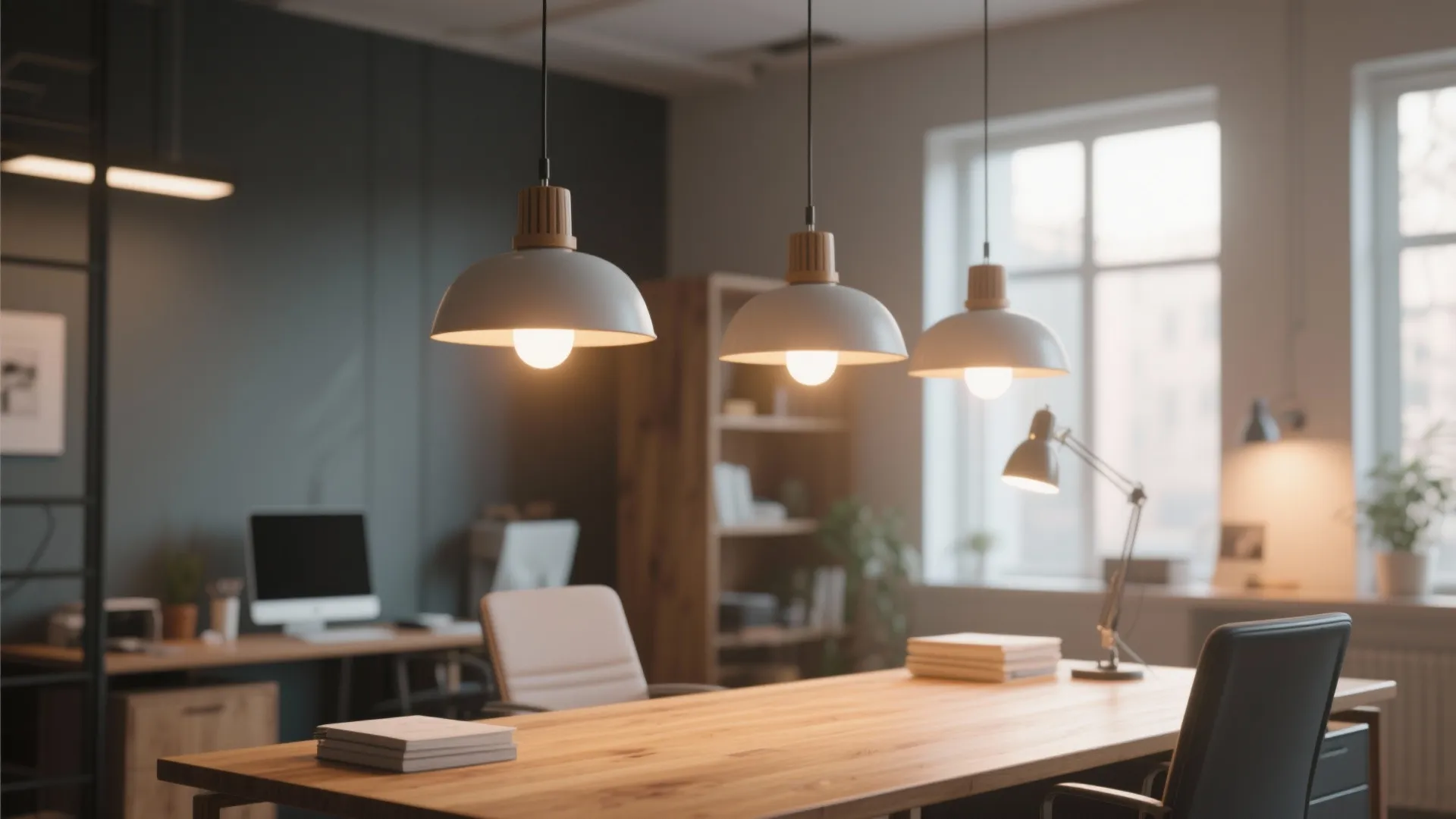 3. Pendant Lights Over the Desk