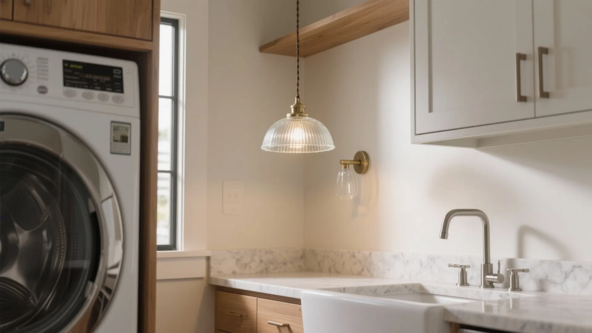 Idea 5: A little jewelry—mini pendants or a damp-rated sconce