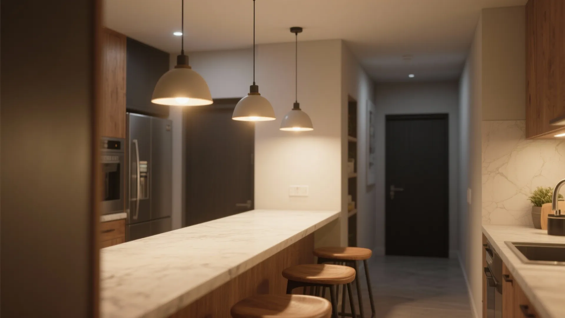 2. Pendant trio over islands or narrow bars