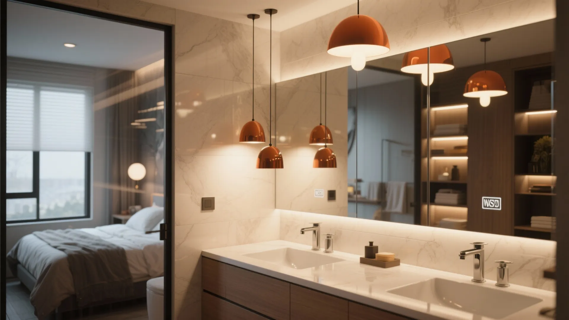 Statement Lighting Over the Vanity