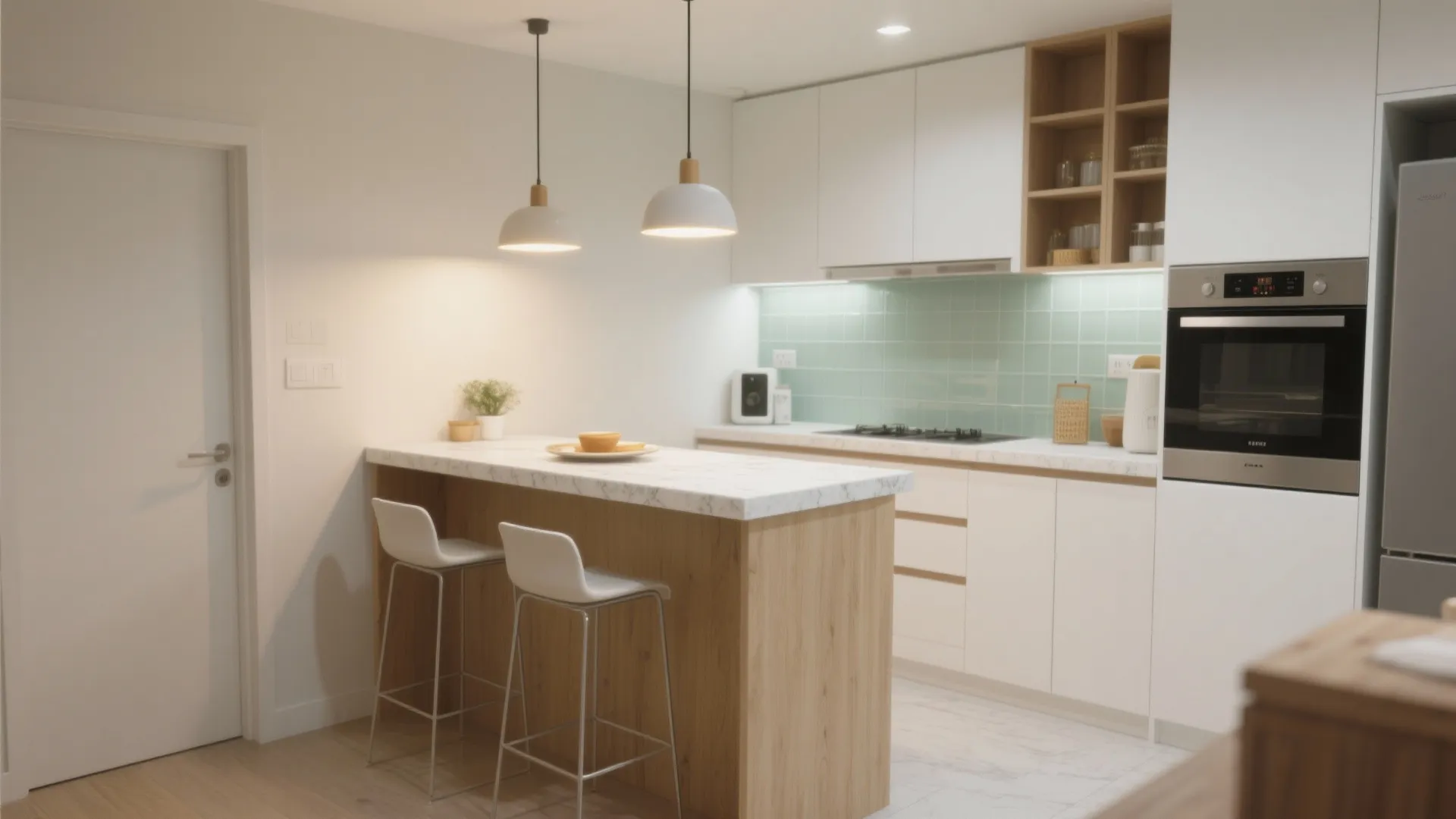 Multipurpose breakfast bar or peninsula for 2 BHK kitchens