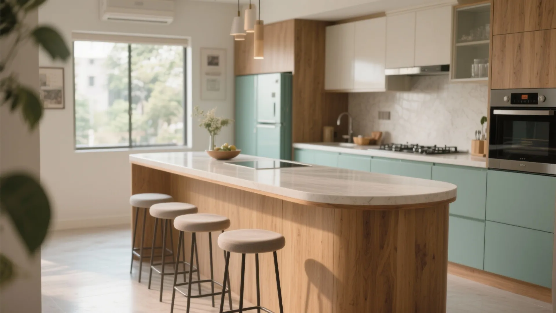 Flexible dining peninsula for multi-use living