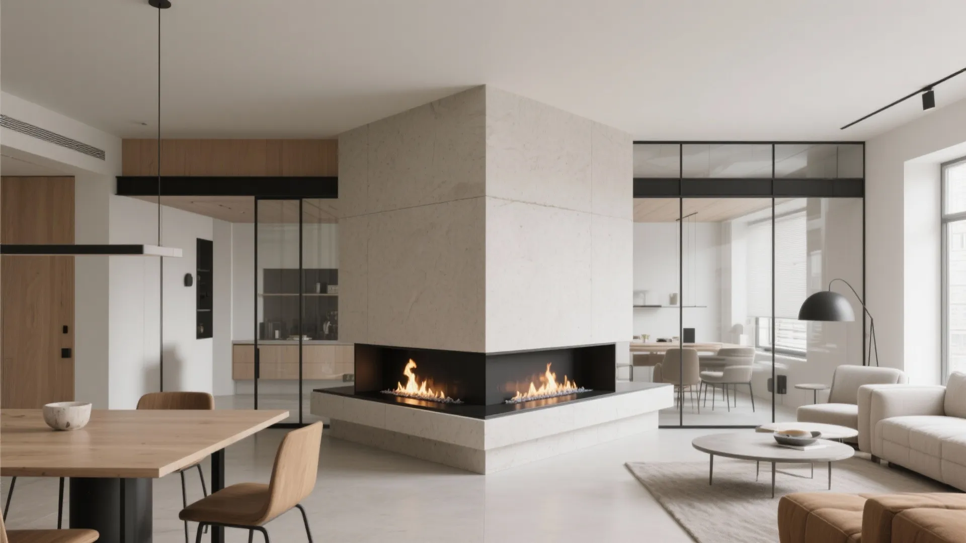 See-Through or Peninsula Fireplace as Divider