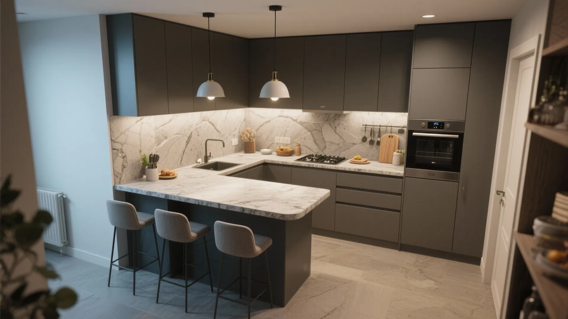 4. Peninsula layout (mini island alternative)