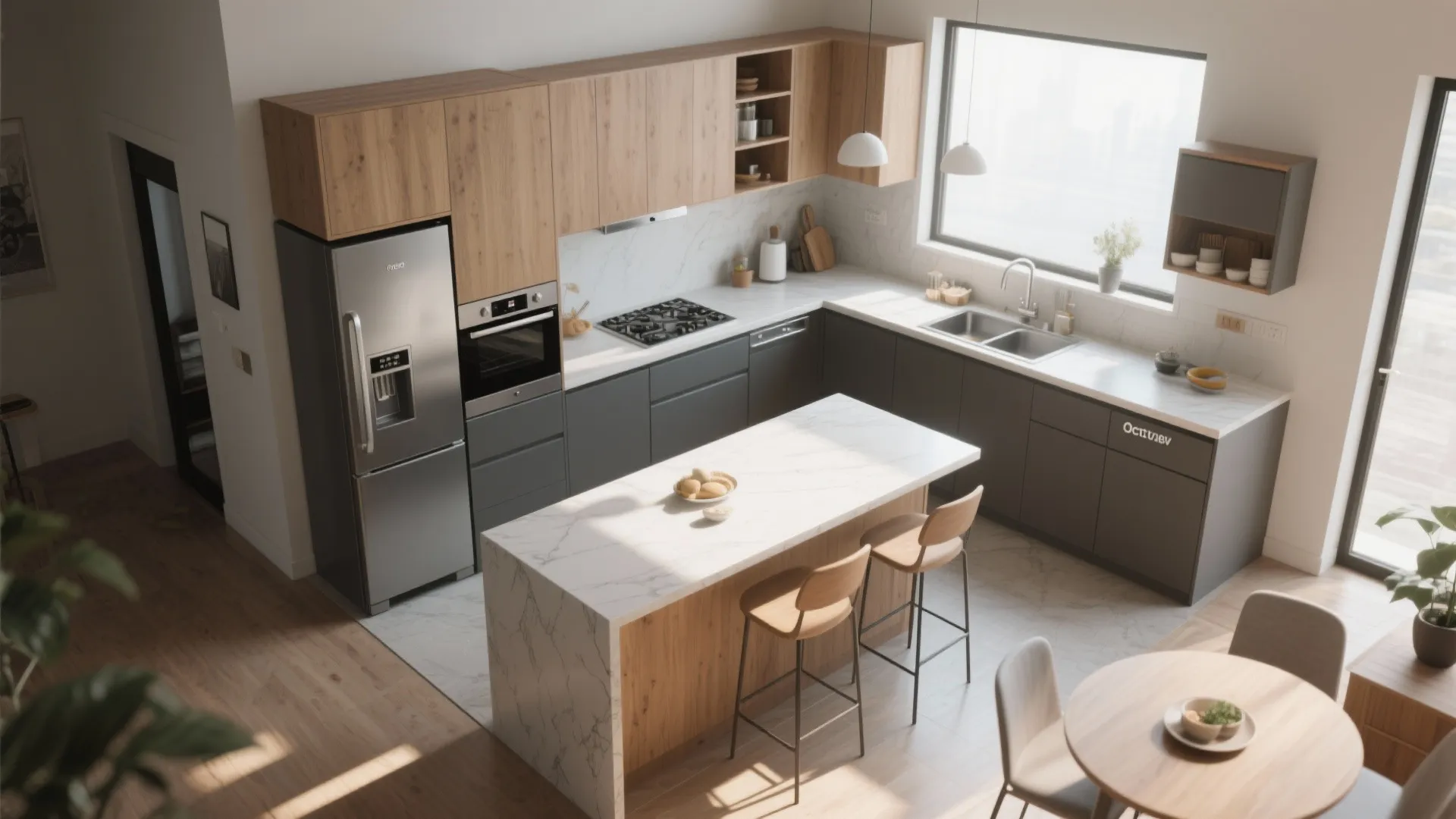 4. Compact kitchen with a peninsula island