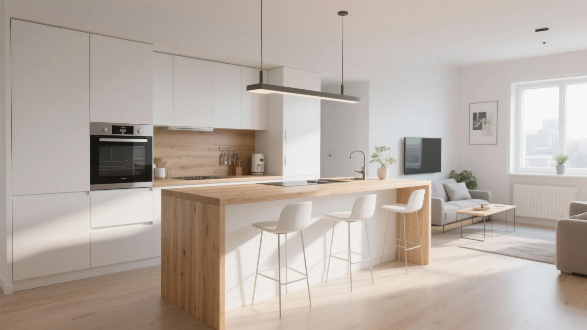 Peninsula kitchen design in small open home