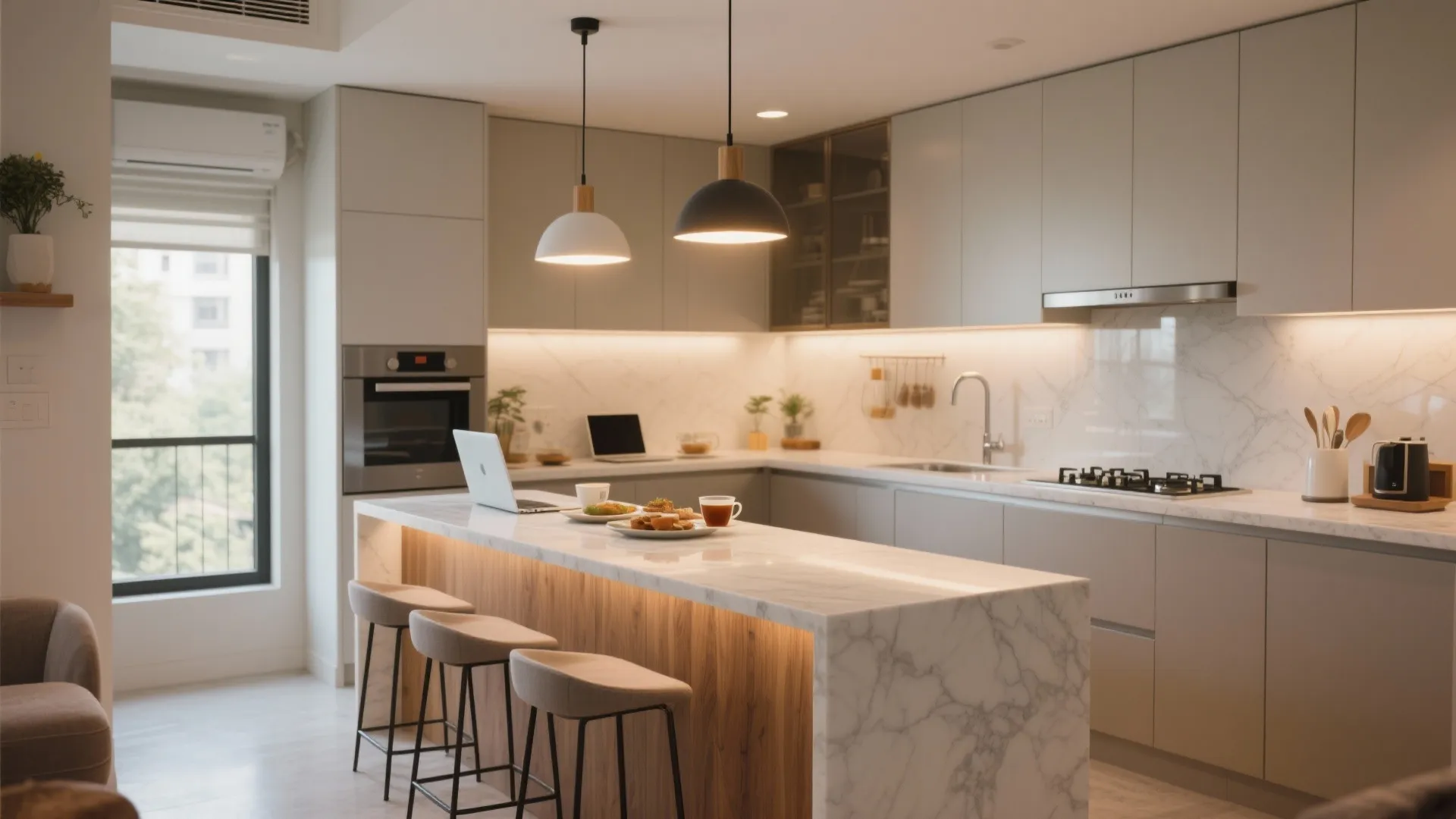 Multipurpose dining-work peninsula