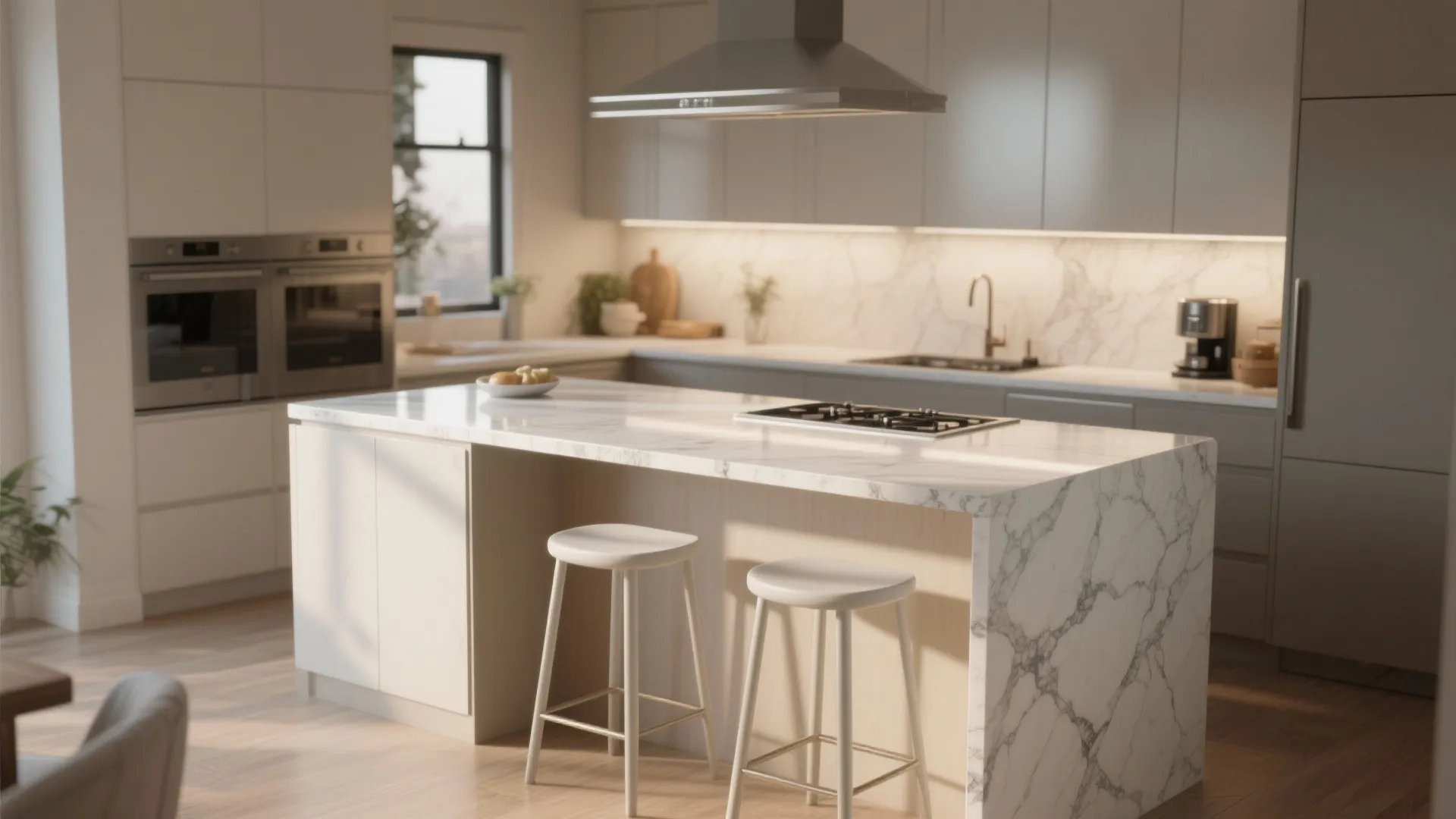 2. Peninsula island that doubles as seating