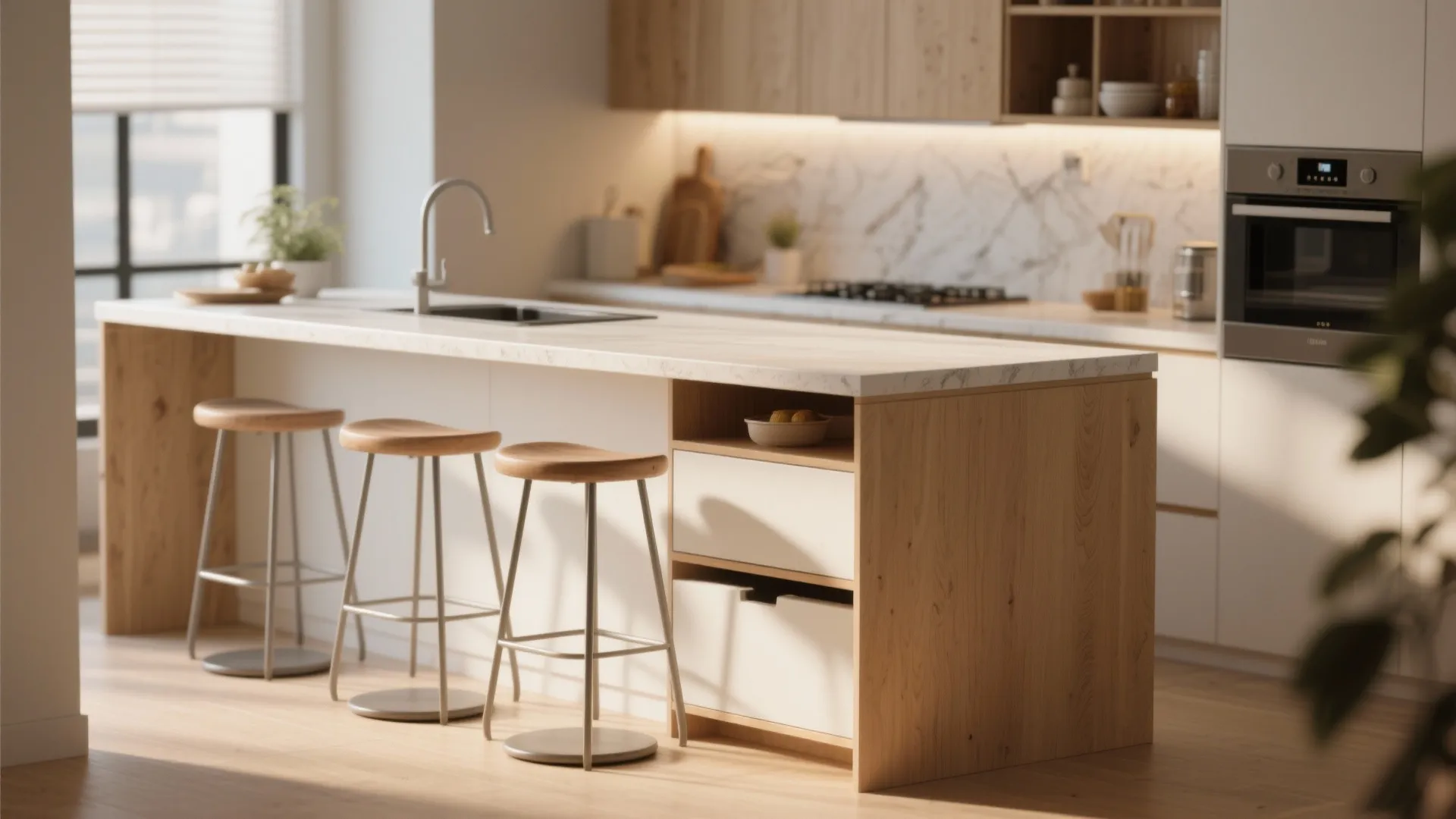 4. Counter-height peninsula with stools