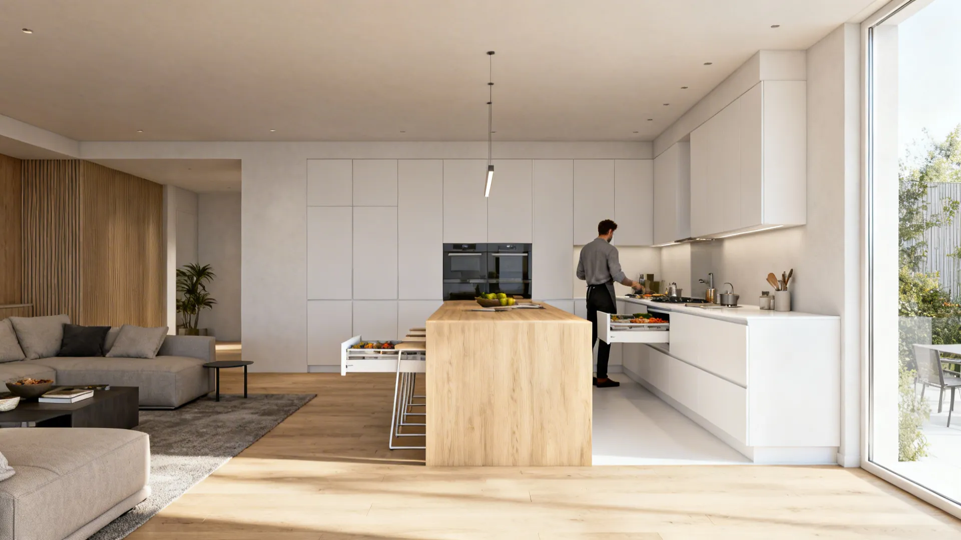 Peninsula seating that doubles as storage