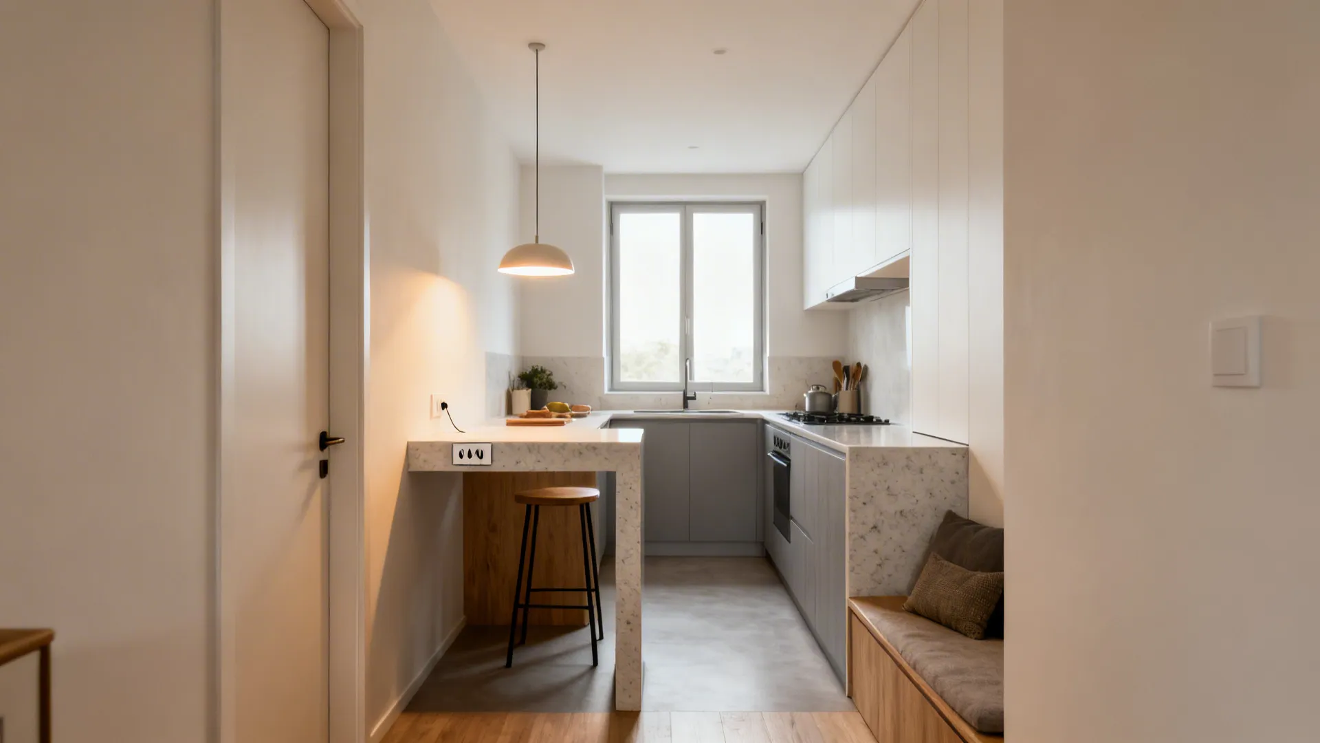 5) Slim Peninsula Stub as Door Buffer