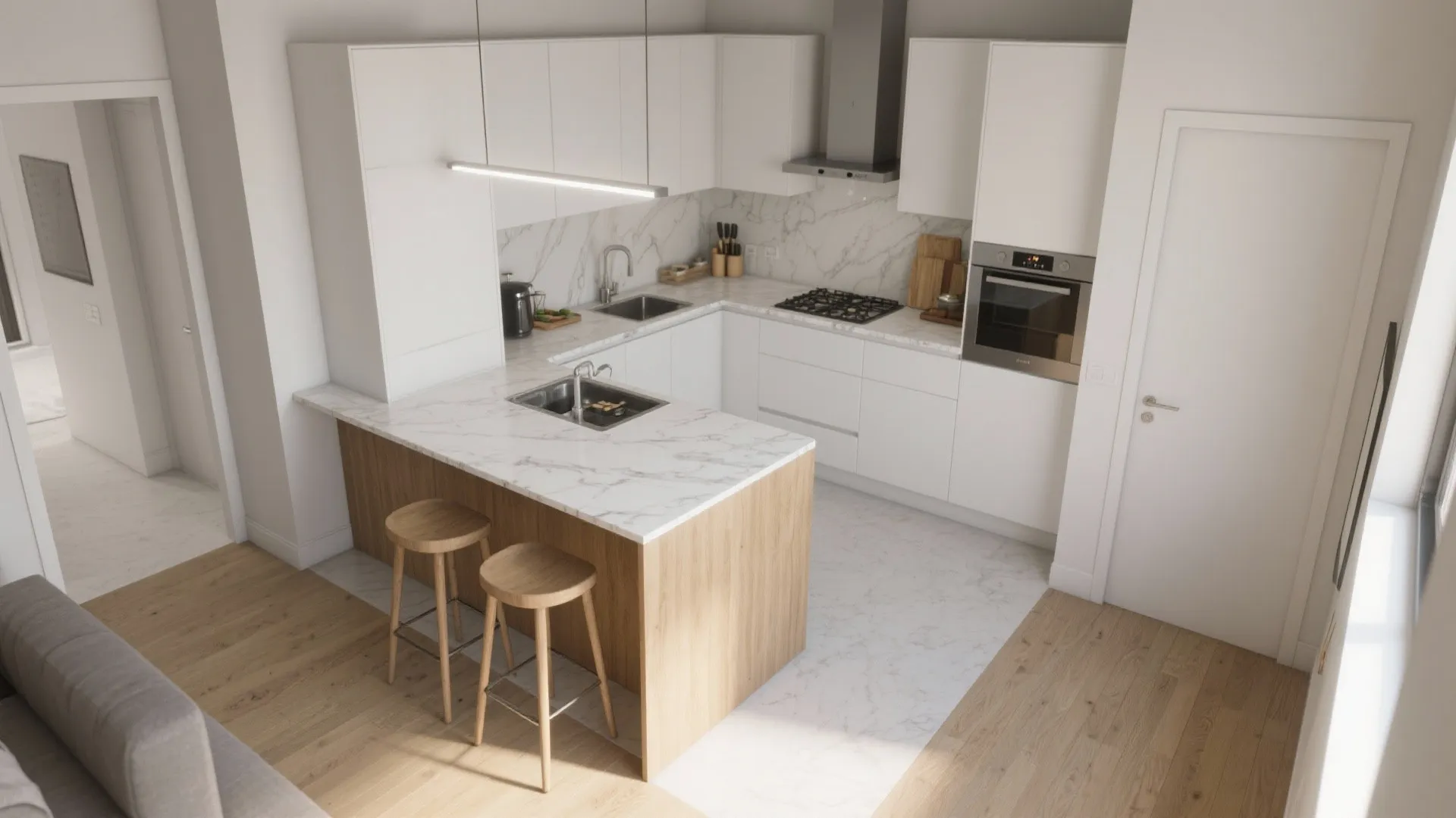 Half-Height Kitchen Peninsula Partition