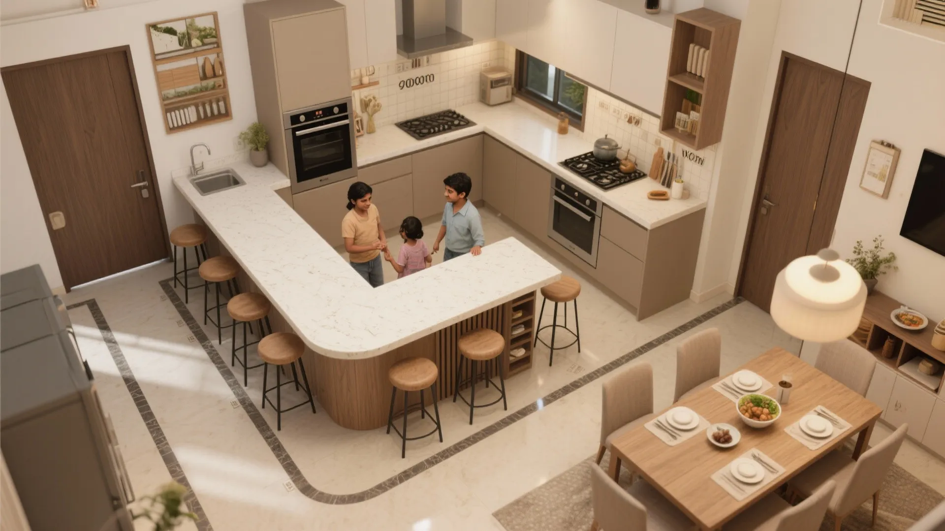 Flexible Island or Peninsula for Family Living