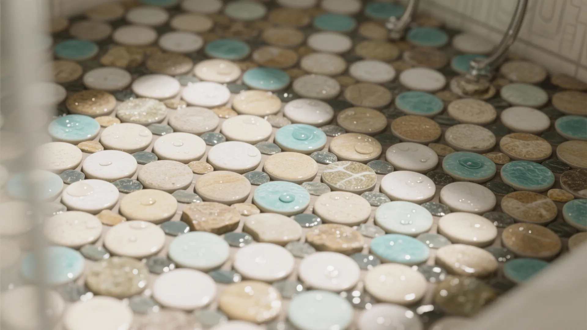 3. Penny rounds and small mosaics for beachy texture