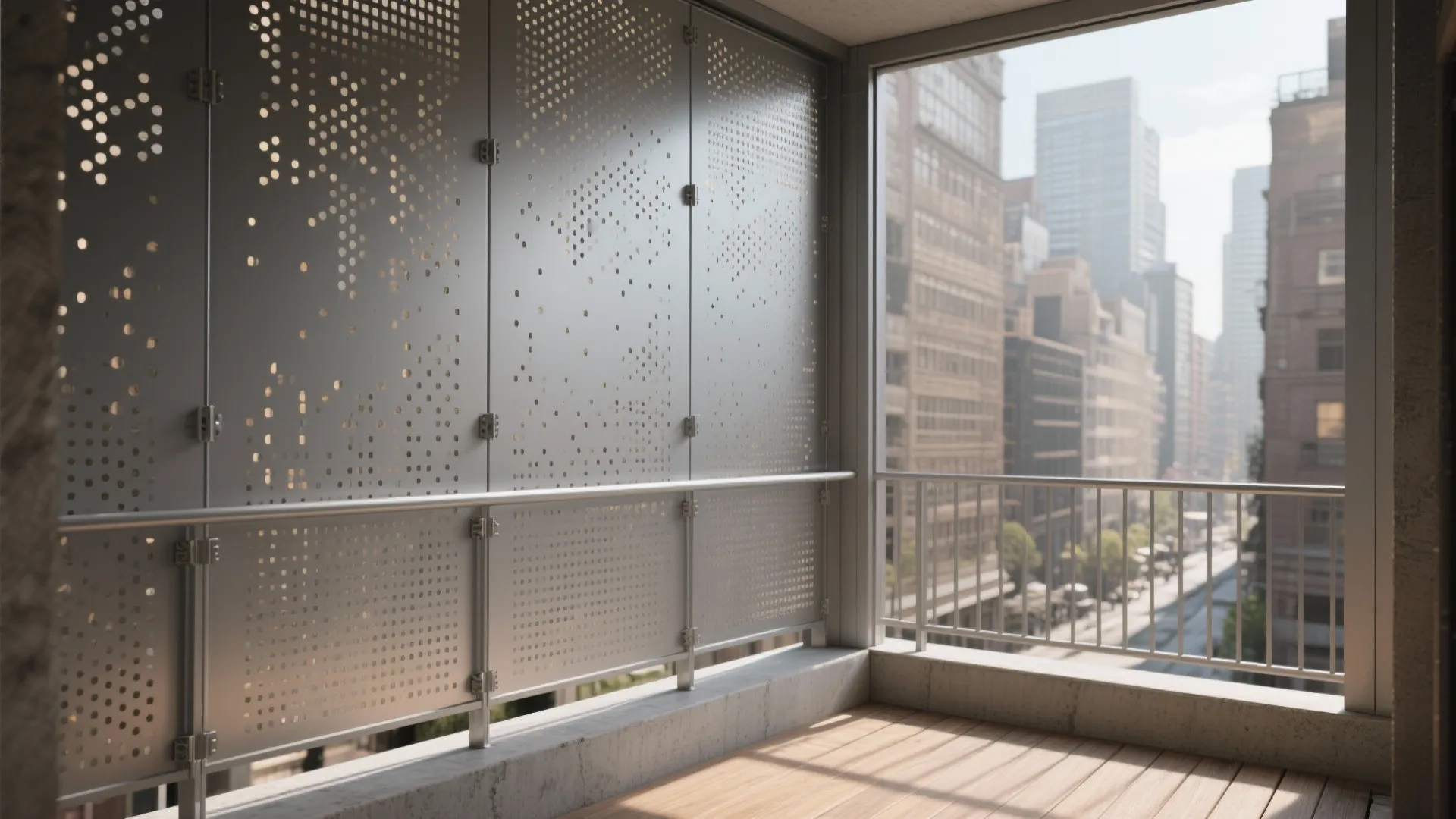 Perforated Metal or Mesh Panels for Privacy Patterns