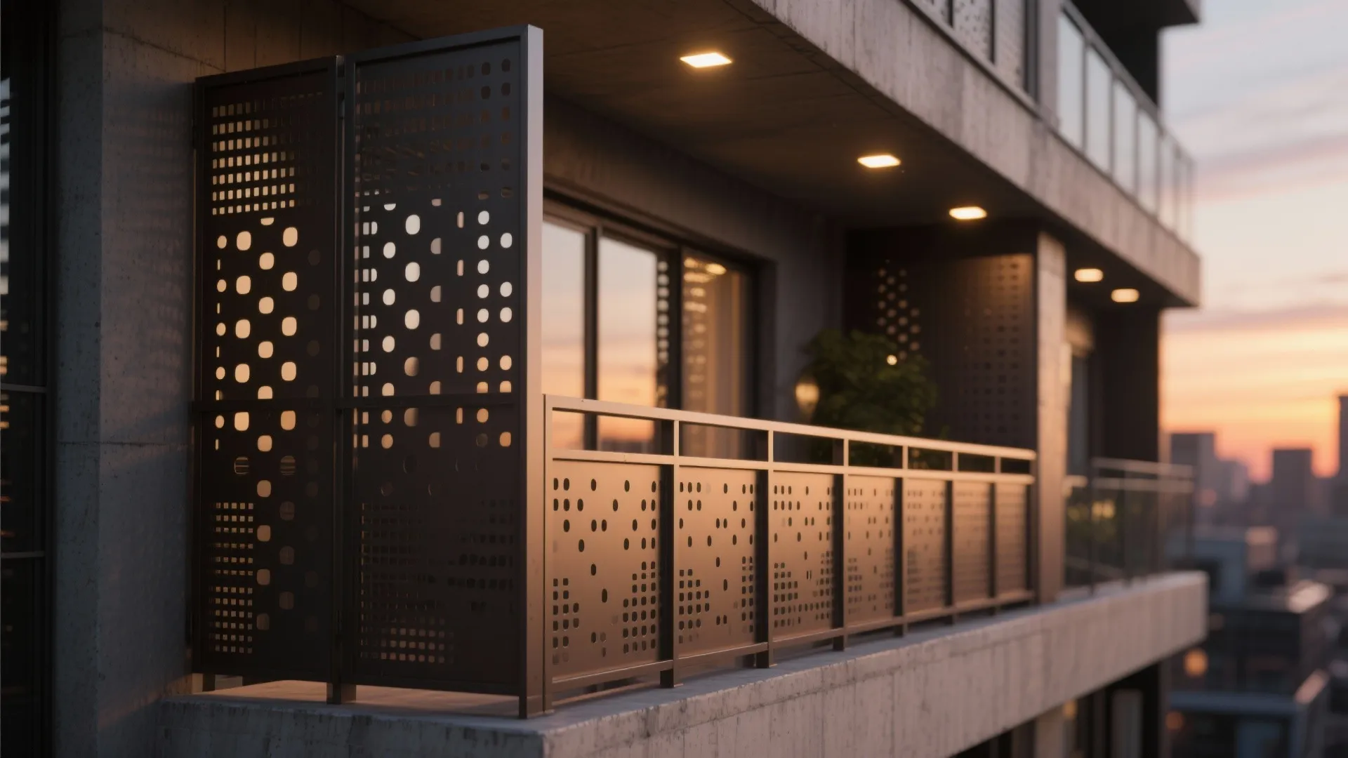 3) Perforated Privacy Panels That Breathe