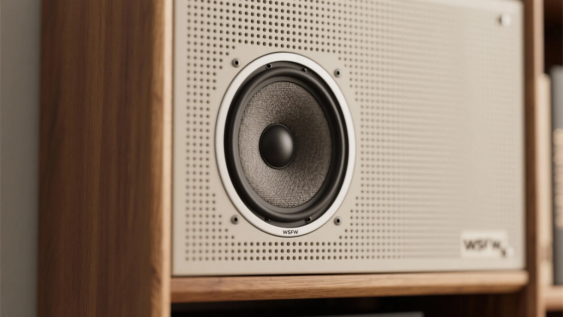 1. Thin bookshelf drivers behind perforated doors