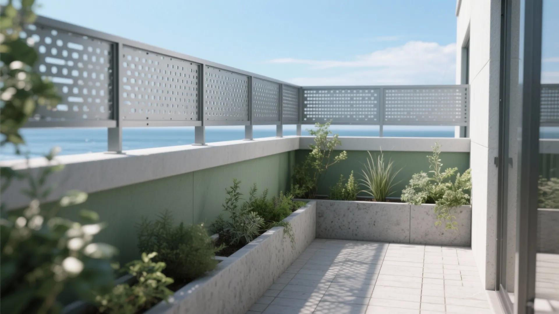 Perforated Metal Guard-Integrated Parapet with Green Edge