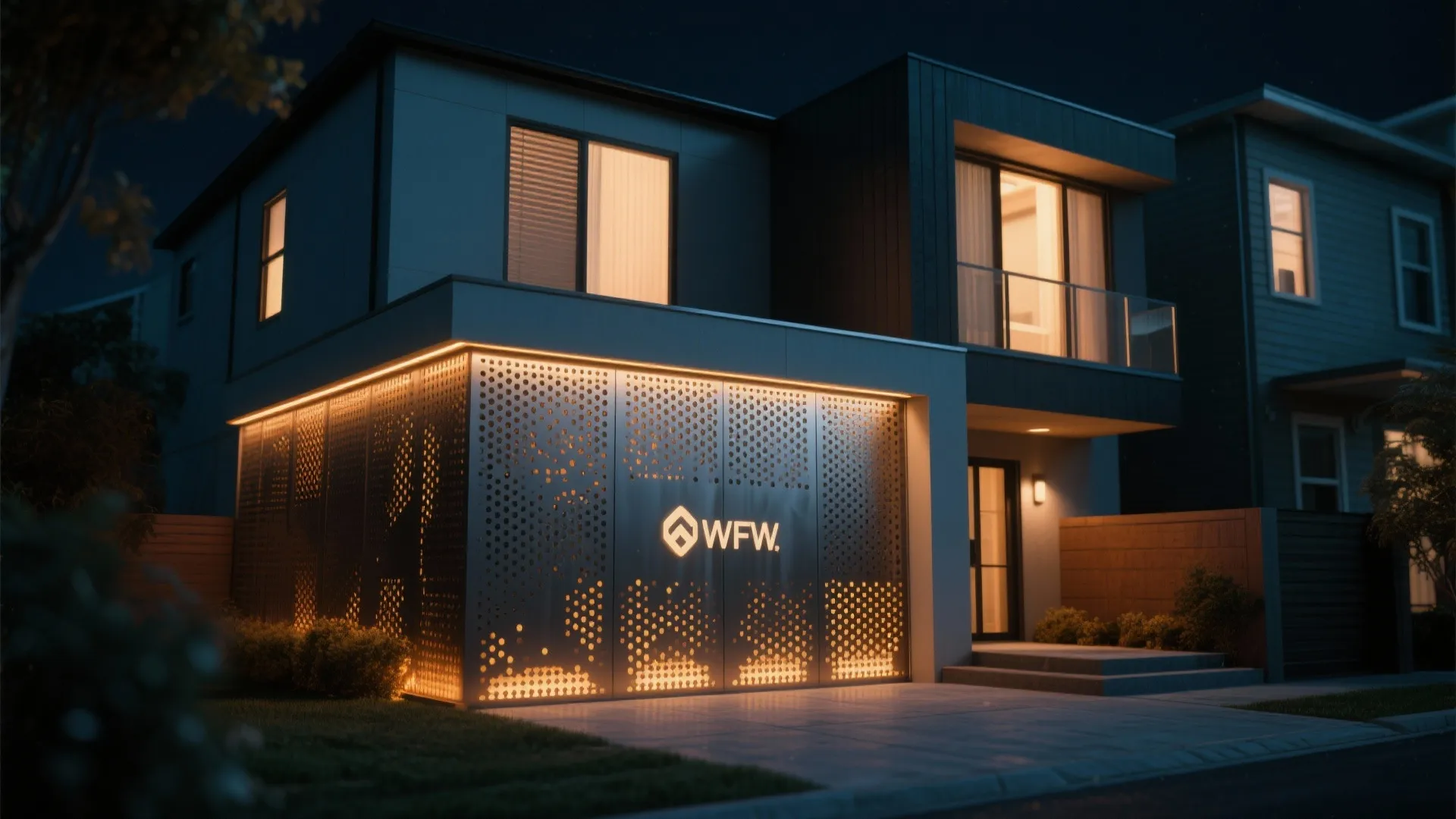 Perforated metal wall with LED backlighting