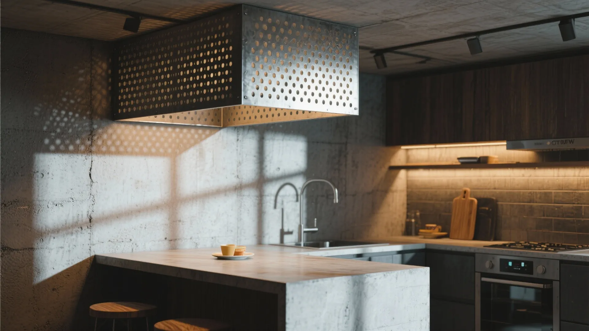 3. Perforated Metal Shade for Industrial Charm