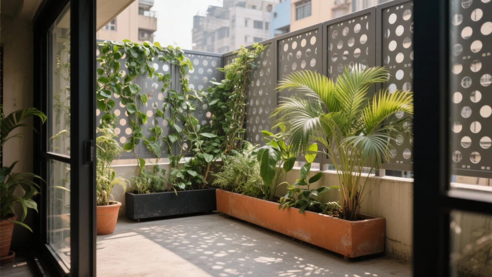 Perforated Metal Grills with Greenery