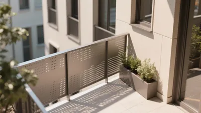 Modern Balcony Design with Perforated Metal Railing