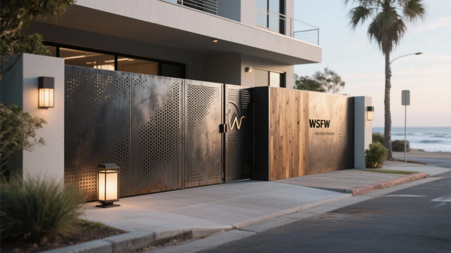 Perforated Metal Screen Wall + Pivot Gate