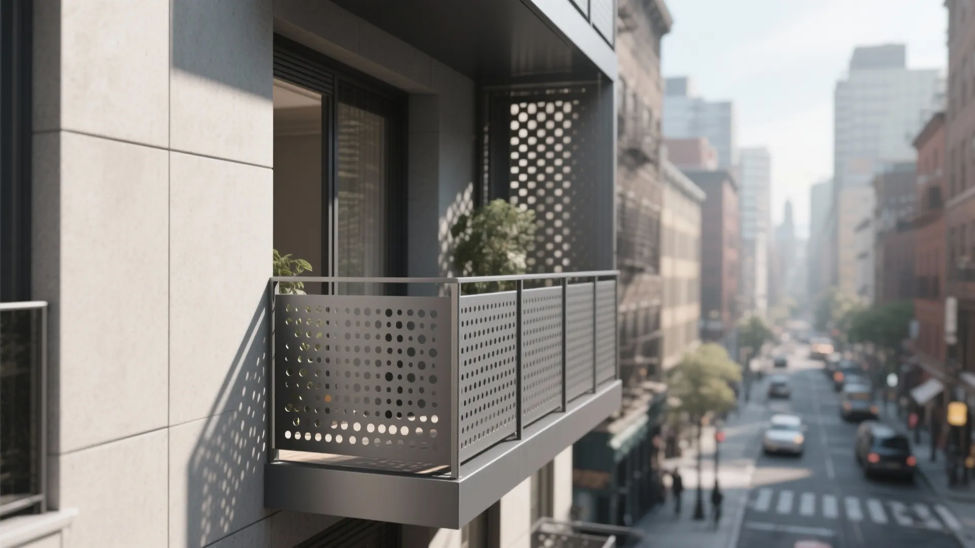 Perforated Metal Panels for Subtle Privacy