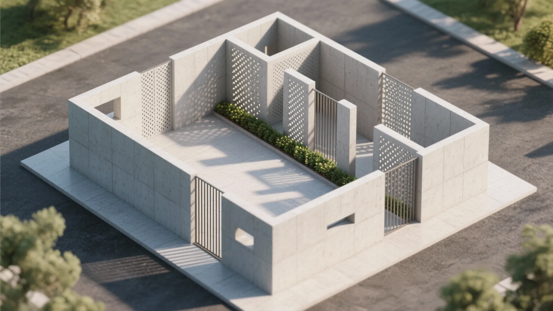 Perforated RCC screens for airflow and privacy