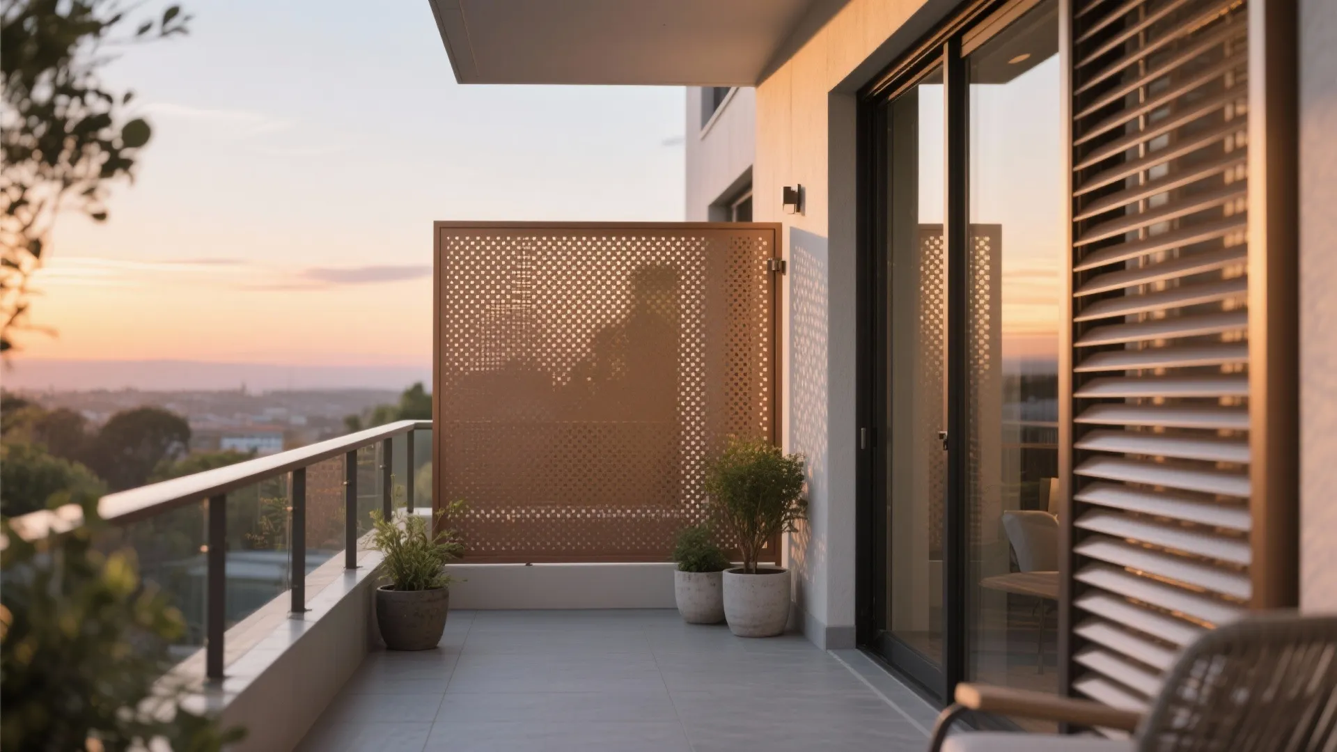 3. Privacy Screens: Perforated Metal or Woven Aluminum