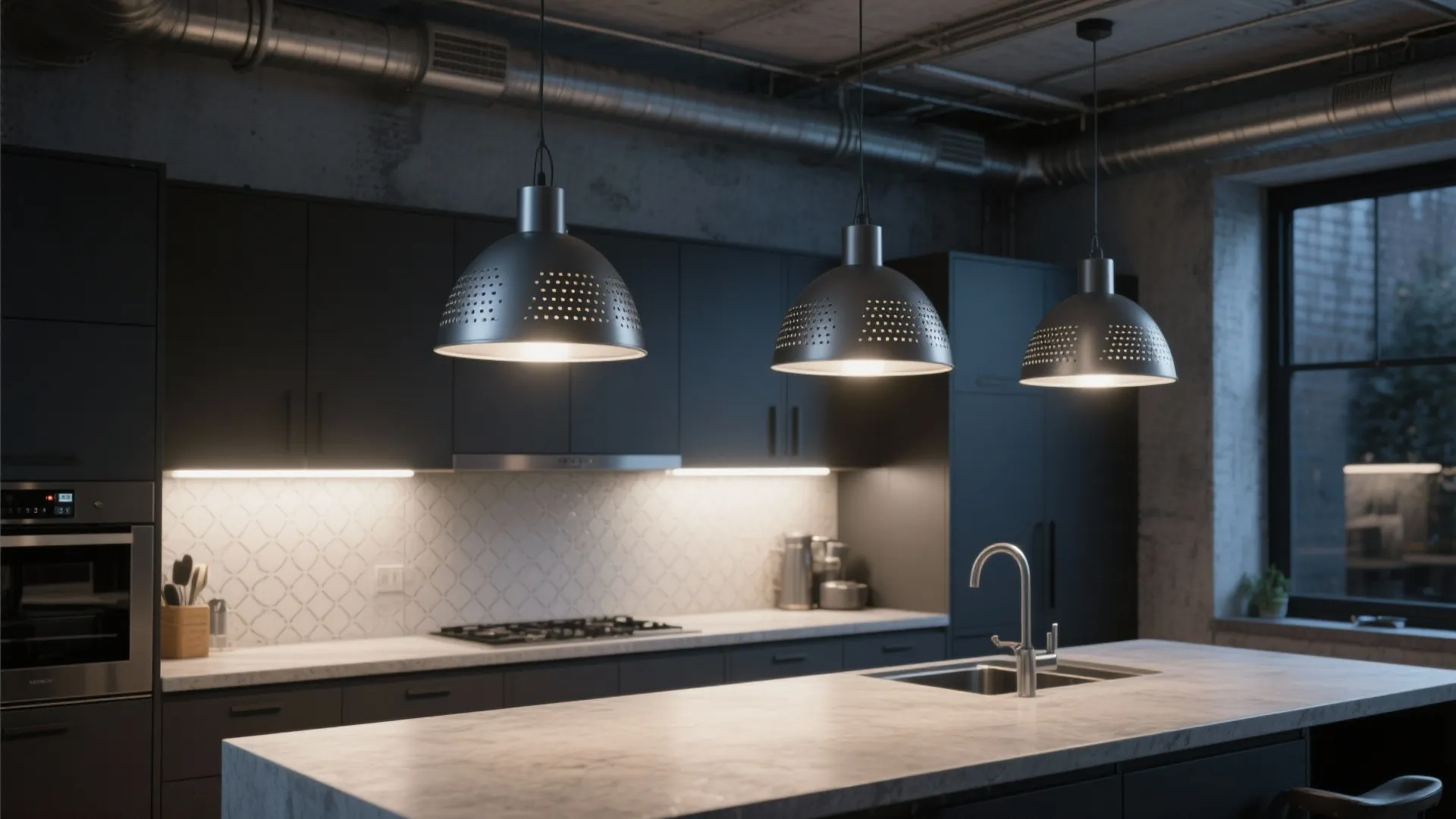 Metal mesh and perforated pendants for modern edge