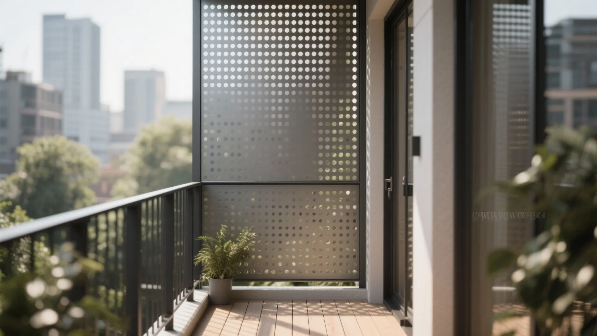 Perforated metal panels with graphic patterns