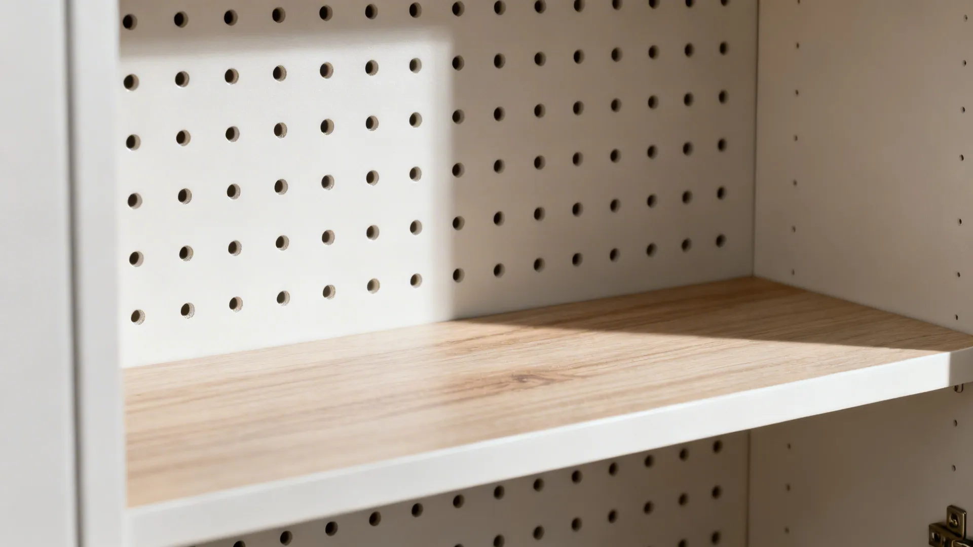 Macro of cabinet back with 8–10 mm perforation grid for passive ventilation.