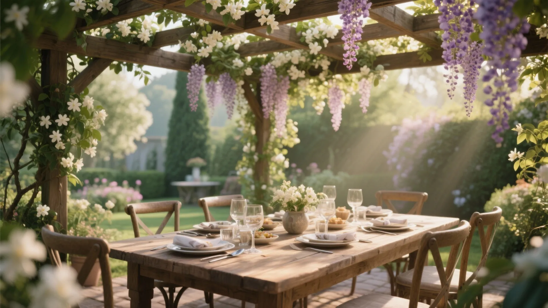 2. Pergola with Climbing Plants